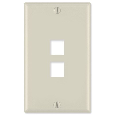 Leviton QuickPort Wallplate, 1-Gang, 2-Port, Light Almond